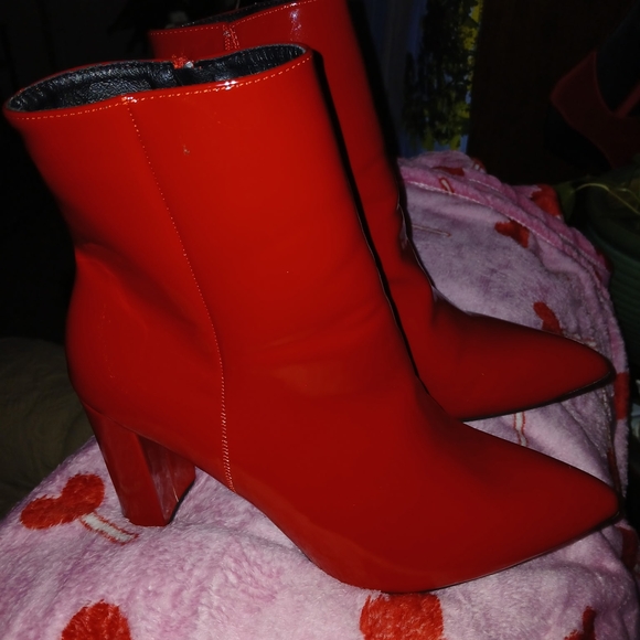 Shoes - Chic Red Heeled Boots for Women